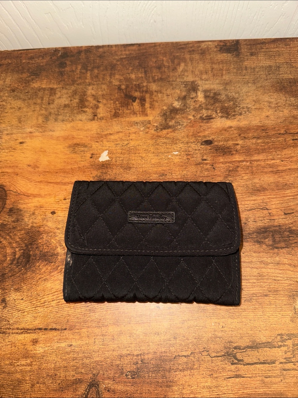 Vera Bradley Black Quilted Fold-Over Wallet - Picture 1 of 3